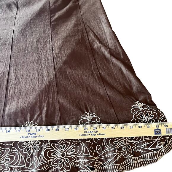 Apt.9 skirt women’s size 8 Chocolate Brown embroidered eyelet flare VTG Y2K - Picture 7 of 7